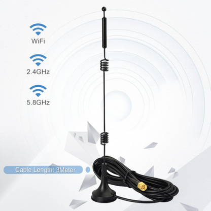 Wi-Fi antenna Dual band 2.4GHz 5GHz 5.8GHz 9dBi magnetic base antenna SMA Wireless security camera surveillance recorder truck trailer rearview mirror camera
