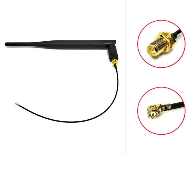 Wifi RP-SMA male rubber duck aerial whip 5dbi antenna 2.4GHz plus U.FL/IPEX to rpsma female pigtail cable