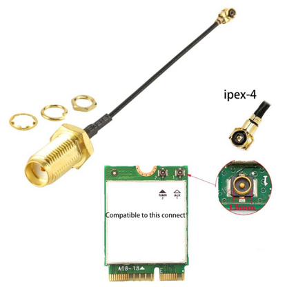 IPX IPEX-4 UFL to SMA female tail antenna WiFi coaxial cable IPX/UFL to SMA extension Cable IPX RF Tail Adapter cable length 6 inches (15cm)